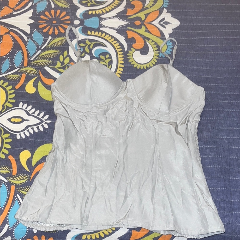 Alexandra Greco Gray Bustier Camisole 100% Silk